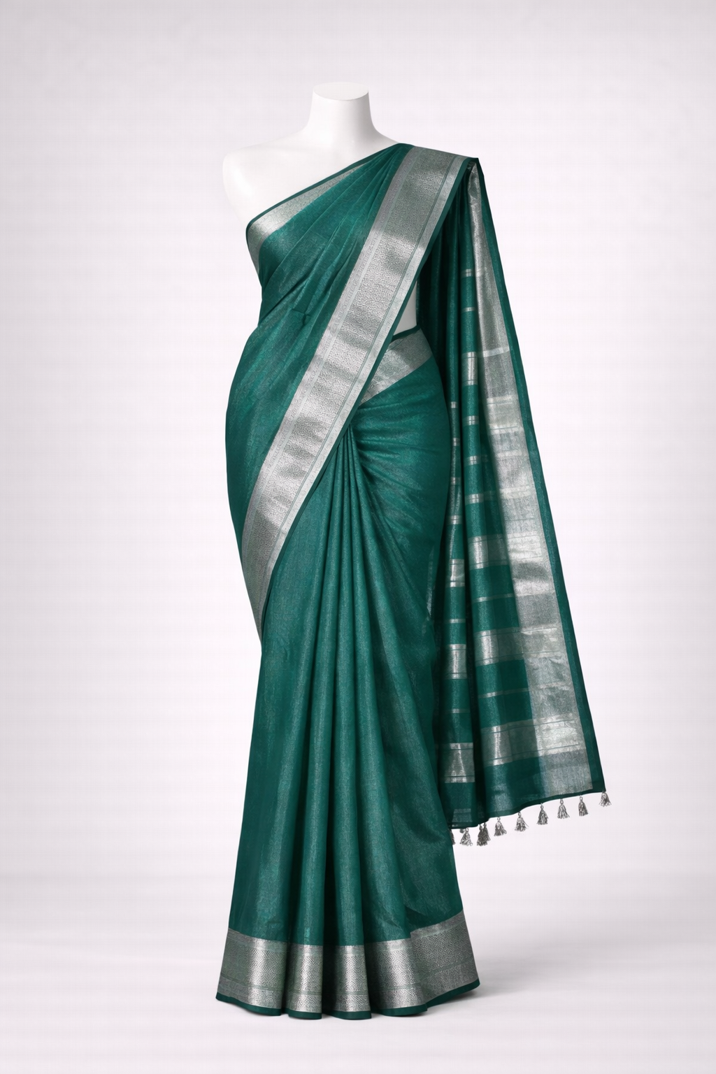 Teal green saree - Image 4