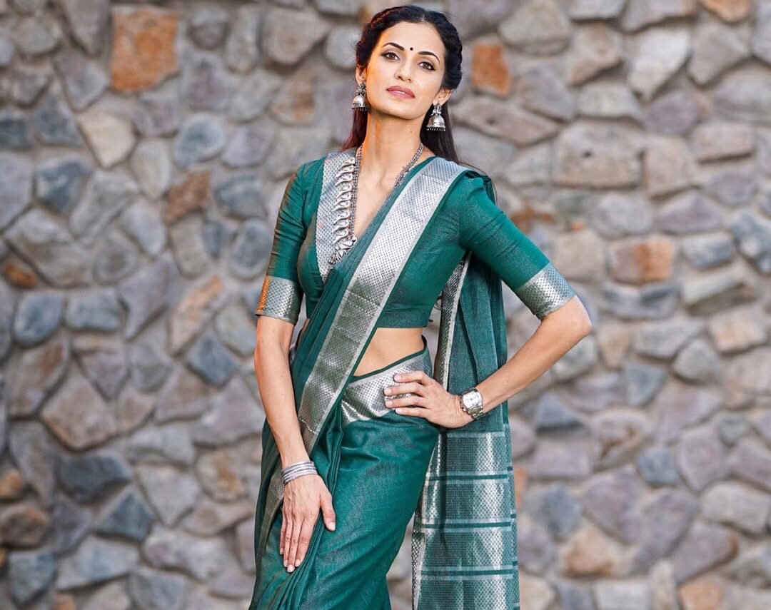 Teal green saree - Image 3
