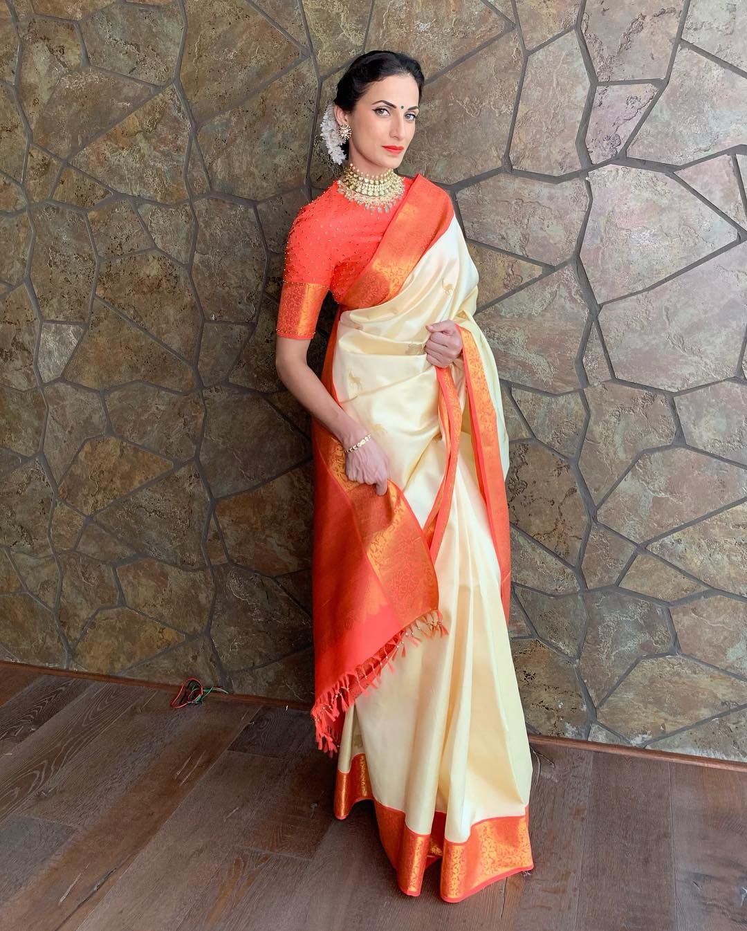 Ivory Kanjivaram Silk saree