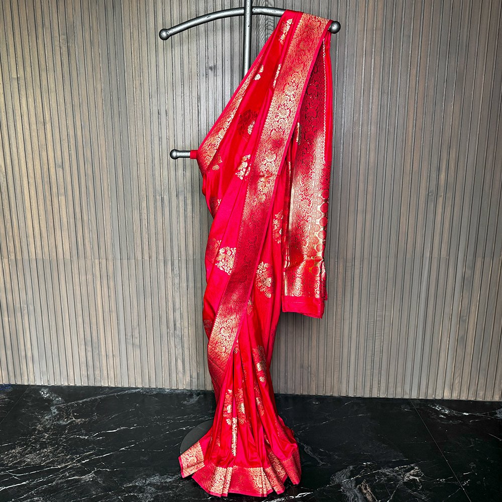 Red Banaras Silk Saree - Image 3