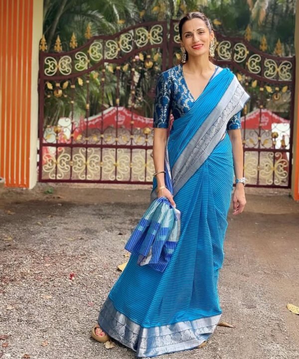 Blue Mangalagiri Saree