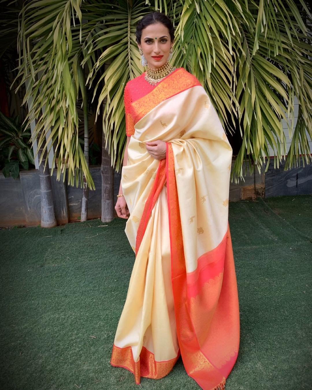 Ivory Kanjivaram Silk saree - Image 2