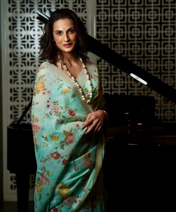 Pastel Mint Lenin Saree